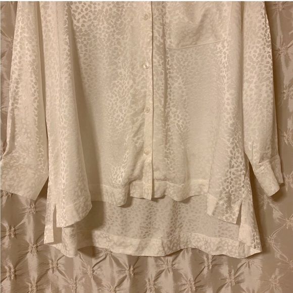 French Connection Shirt Chofa Drape V Neck Button Down Ivory Animal Print - Picture 5 of 14